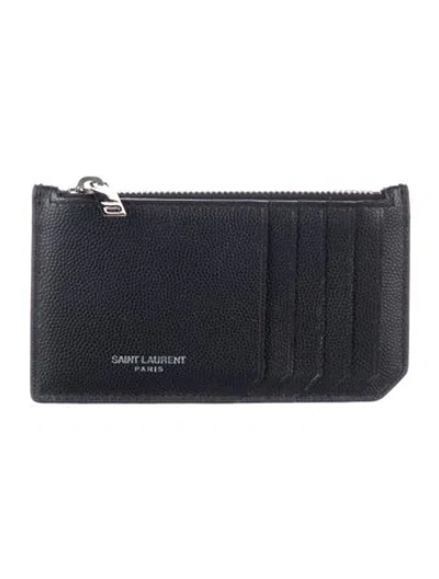 Pre-owned Saint Laurent 2018 Leather Card Holder In Black