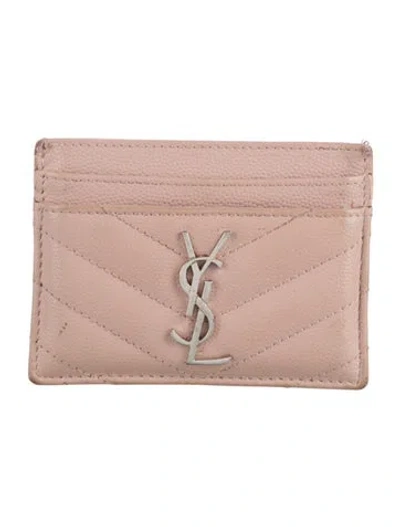 Pre-owned Saint Laurent 2018 Leather Card Holder In Pink