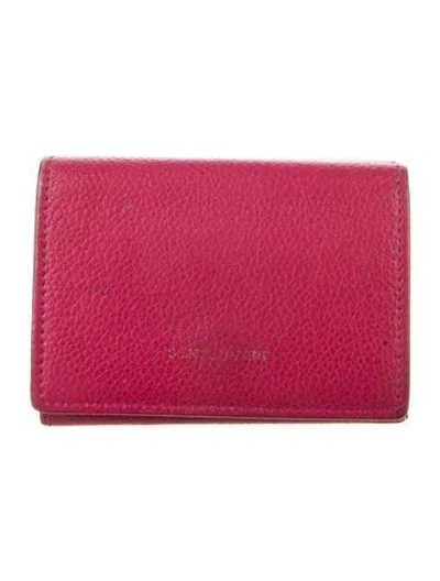 Pre-owned Saint Laurent 2018 Leather Compact Wallet In Pink
