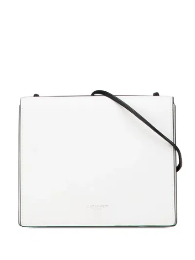 Pre-owned Saint Laurent 2018 Leather Double Sided Flap Crossbody Bag In White