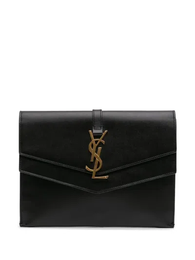 Pre-owned Saint Laurent 2018 Leather Monogram Sulpice Clutch Bag