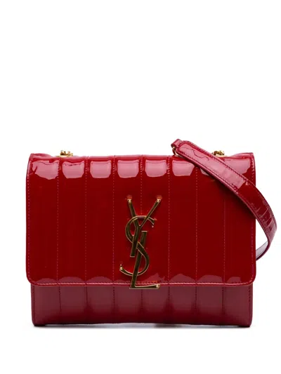 Pre-owned Saint Laurent 2018 Matelasse Patent Monogram Vicky Chain Wallet Crossbody Bag