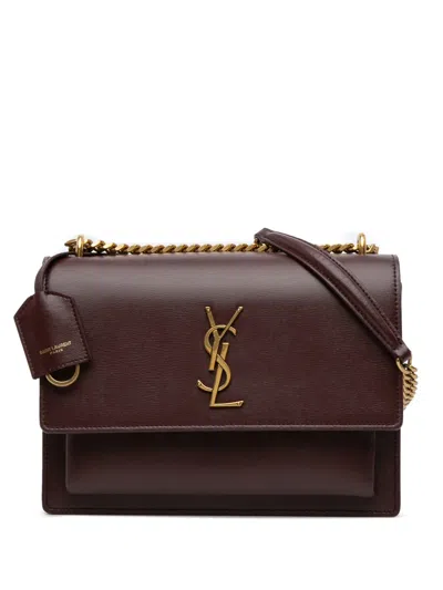 Pre-owned Saint Laurent 2018 Medium Leather Monogram Sunset Crossbody Bag In Red