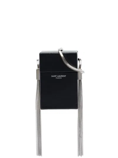 Pre-owned Saint Laurent 2018 Mini Lambskin Smoking Box Crossbody Bag In Black