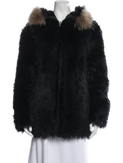 Pre-owned Saint Laurent 2018 Mohair Faux Fur Jacket In Black