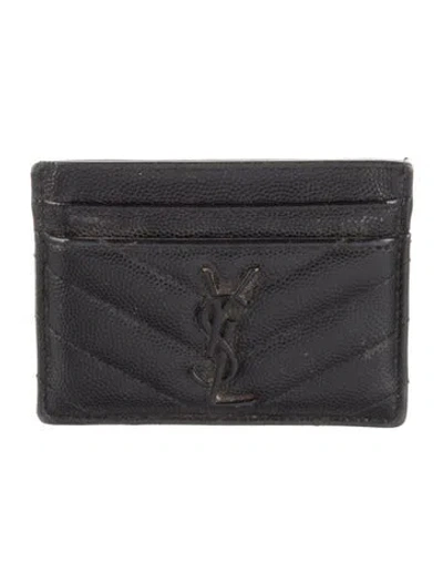 Pre-owned Saint Laurent 2018 Monochrome Card Case Card Holder In Black