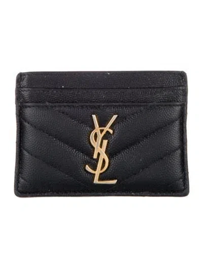 Pre-owned Saint Laurent 2018 Monogram Card Case Card Holder In Black
