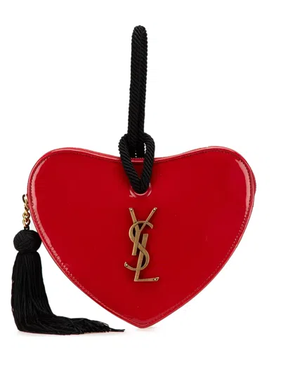 Pre-owned Saint Laurent 2018 Patent Sac Coeur Heart Shaped Clutch Bag