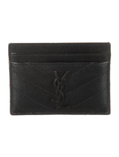 Pre-owned Saint Laurent 2018 Quilted Pattern Card Holder In Black