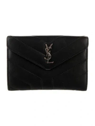 Pre-owned Saint Laurent 2018 Quilted Pattern Wallet In Black
