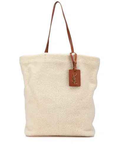 Pre-owned Saint Laurent 2018 Shearling North South Tote Bag In Brown