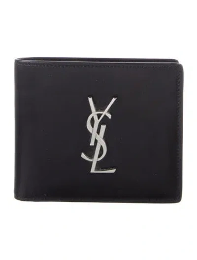 Pre-owned Saint Laurent 2018 Signature Logo Bifold Wallet In Black