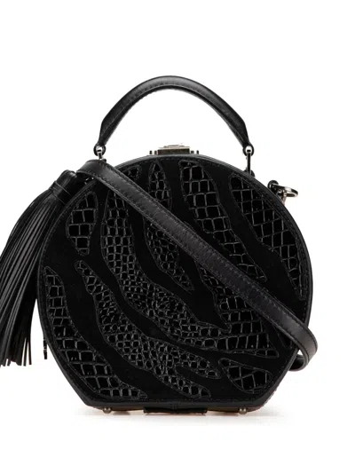 Pre-owned Saint Laurent 2018 Small Croc Embossed Leather Mica Hatbox Satchel