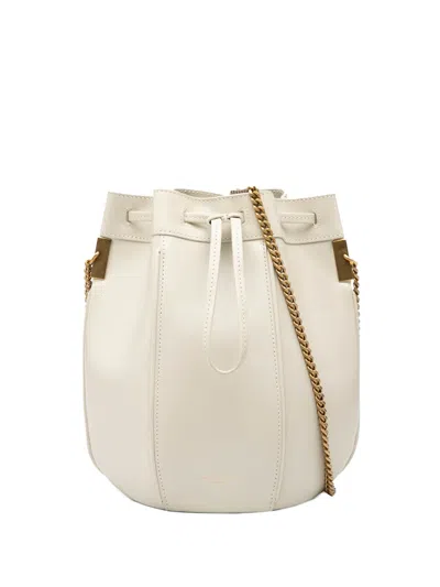 Pre-owned Saint Laurent 2018 Small Leather Talitha Bucket Bag In White