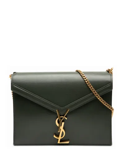 Pre-owned Saint Laurent 2018 Smooth Calfskin Monogram Cassandra Clasp Bag Shoulder Bag In Green