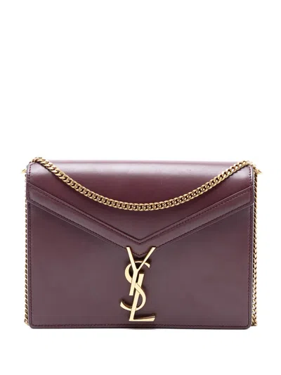 Pre-owned Saint Laurent 2018 Smooth Calfskin Monogram Cassandra Clasp Bag Shoulder Bag In Red