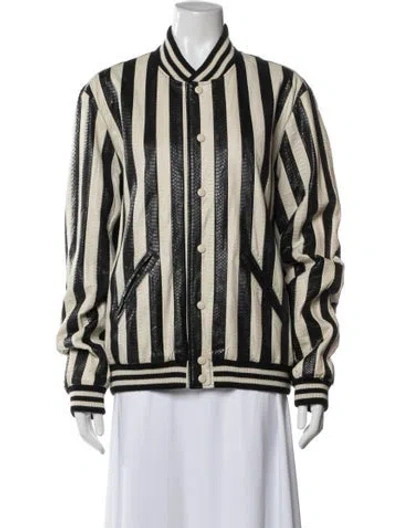 Pre-owned Saint Laurent 2018 Snakeskin Bomber Jacket In Neutral