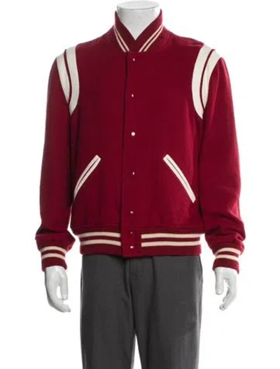 Pre-owned Saint Laurent 2018 Teddy Bomber Jacket In Red
