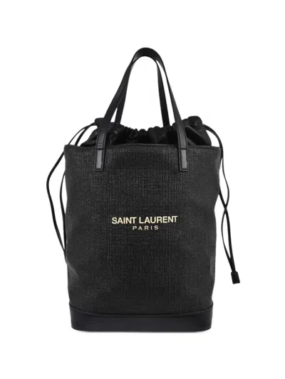 Pre-owned Saint Laurent 2018 Teddy Drawstring Bucket Bag In 黑色