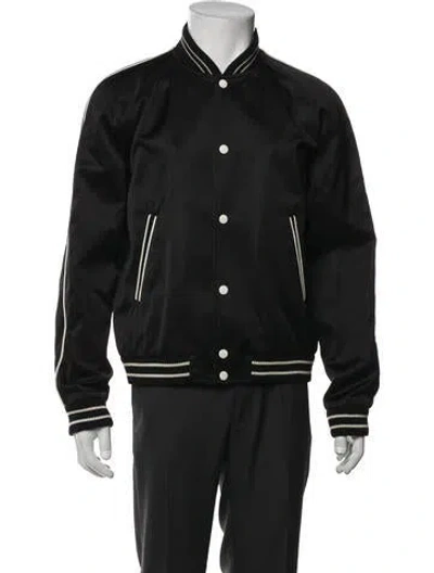 Pre-owned Saint Laurent 2018 Teddy Satin Bomber Bomber Jacket In Black