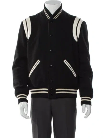 Pre-owned Saint Laurent 2018 Teddy Varsity Jacket In Gray