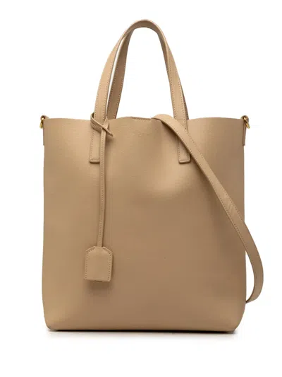 Pre-owned Saint Laurent 2018 Toy Leather North South Shopping Tote Satchel In Neutrals