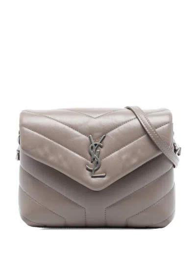 Pre-owned Saint Laurent 2018 Toy Matelasse Calfskin Monogram Loulou Crossbody Bag In Brown