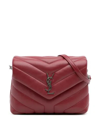 Pre-owned Saint Laurent 2018 Toy Matelasse Leather Monogram Loulou Crossbody Bag In Red