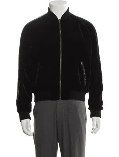 Pre-owned Saint Laurent 2018 Velour Bomber Jacket In Black