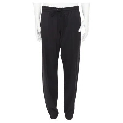 Pre-owned Saint Laurent 2018 Virgin Wool Beaded Side Trim Drawstring Jogger Pants Fr48 M In Black
