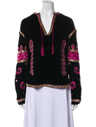 Pre-owned Saint Laurent 2018-2019 Printed Blouse In Black