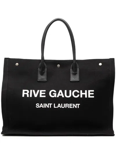 Pre-owned Saint Laurent 2019 Canvas Rive Gauche Tote Bag In Black