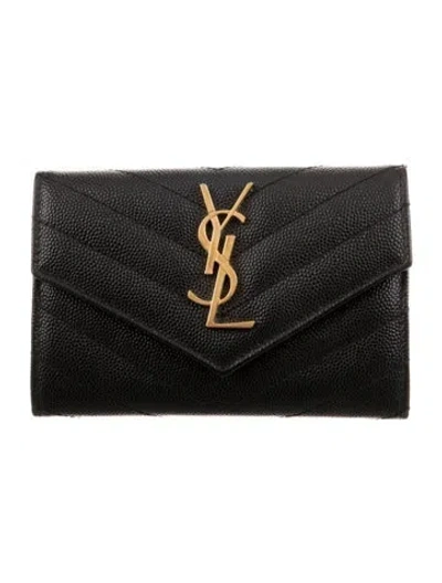 Pre-owned Saint Laurent 2019 Cassandre Continental Wallet In Black