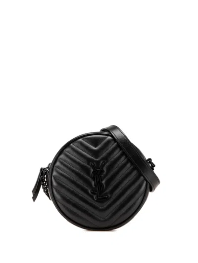 Pre-owned Saint Laurent 2019 Chevron Calfskin Round Vinyle Camera Bag Crossbody Bag