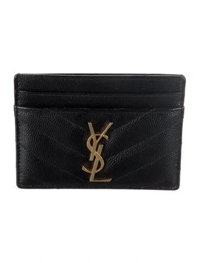 Pre-owned Saint Laurent 2019 Chevron Card Holder In Black