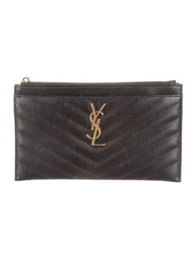 Pre-owned Saint Laurent 2019 Chevron Wallet In Black
