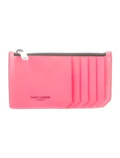 Pre-owned Saint Laurent 2019 Fragment Card Holder Wallet In Pink