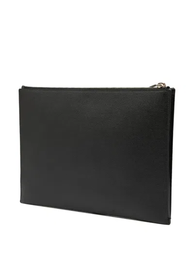 Pre-owned Saint Laurent 2019 Grain De Poudre Zipped Tablet Holder Clutch Bag In Black