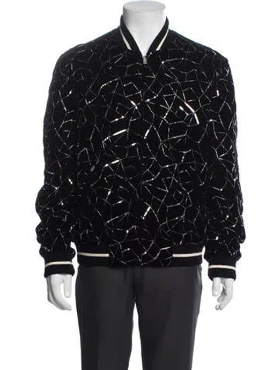 Pre-owned Saint Laurent 2019 Graphic Print Bomber Jacket W/ Tags In Black