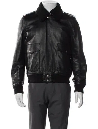 Pre-owned Saint Laurent 2019 Lamb Leather Bomber Jacket In Gray