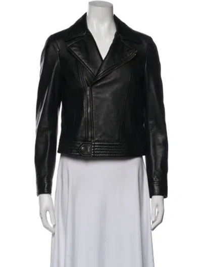 Pre-owned Saint Laurent 2019 Leather Biker Jacket In Black