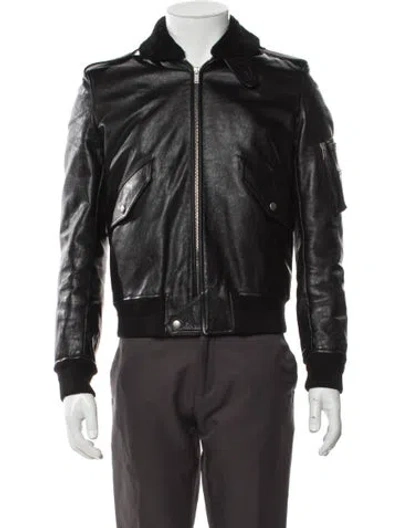 Pre-owned Saint Laurent 2019 Leather Bomber Jacket In Black