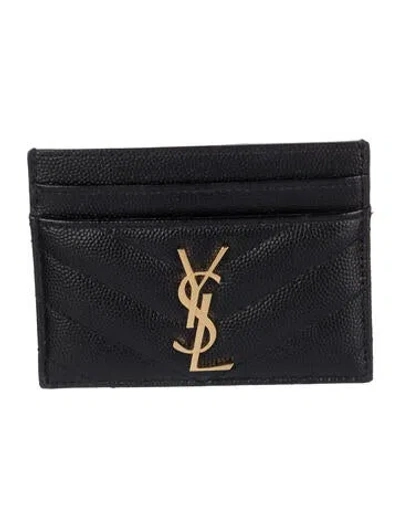 Pre-owned Saint Laurent 2019 Leather Card Holder In Black