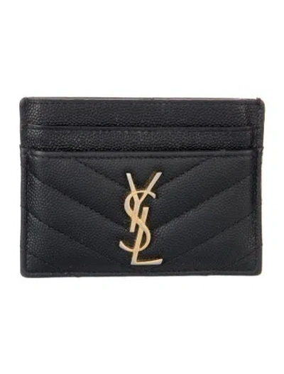 Pre-owned Saint Laurent 2019 Leather Card Holder In Black