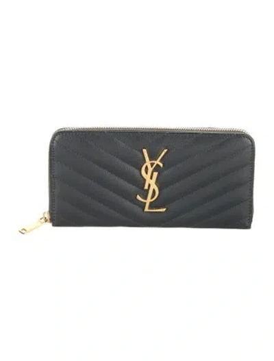 Pre-owned Saint Laurent 2019 Leather Continental Wallet In Gray