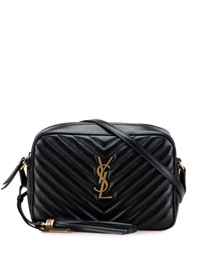 Pre-owned Saint Laurent 2019 Matelasse Leather Monogram Lou Camera Bag Crossbody Bag In Black