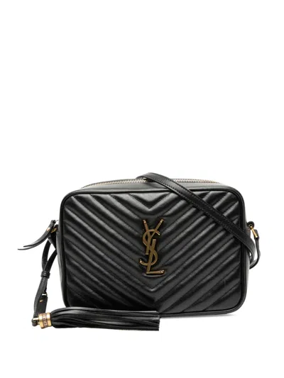 Pre-owned Saint Laurent 2019 Matelasse Leather Monogram Lou Camera Bag Crossbody Bag In Black