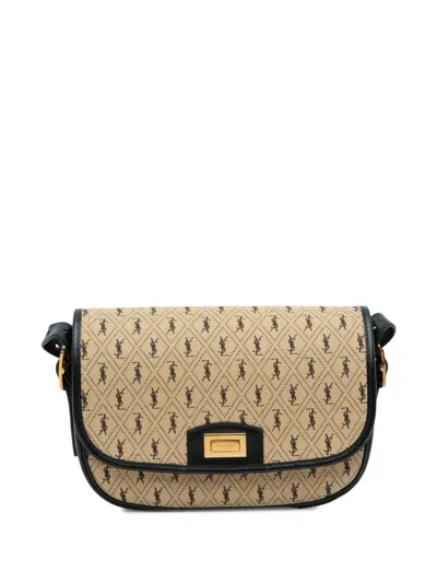 Pre-owned Saint Laurent 2019 Medium Canvas Monogram All Over Crossbody Bag In Brown