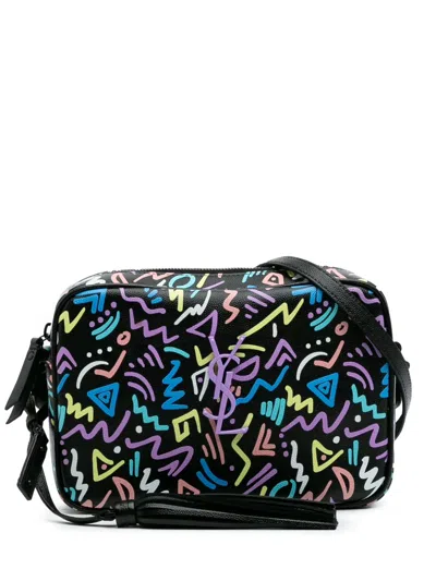 Pre-owned Saint Laurent 2019 Medium Grain De Poudre Monogram Graphic Print Lou Camera Bag Crossbody Bag