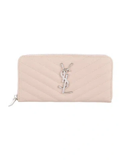 Pre-owned Saint Laurent 2019 Monogram Matelassé Chevron Zip Around Wallet In Multi